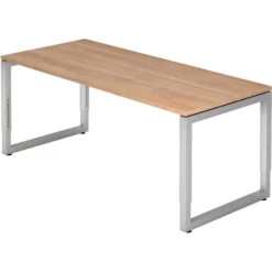 REGO 19 S | Schreibtisch 180 x 80 höhenverstellbar Nussbaum/Silber
