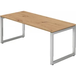 REGO 19 S | Schreibtisch 180 x 80 höhenverstellbar Asteiche/Silber
