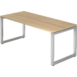 REGO 19 S | Schreibtisch 180 x 80 höhenverstellbar Eiche/Silber
