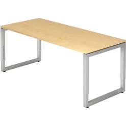 REGO 19 S | Schreibtisch 180 x 80 höhenverstellbar Ahorn/Silber