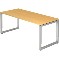 REGO 19 S | Schreibtisch 180 x 80 höhenverstellbar Buche/Silber