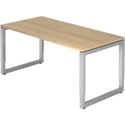 REGO 16 S | Schreibtisch 160 x 80 höhenverstellbar Eiche/Silber