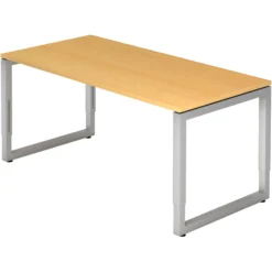 REGO 16 S | Schreibtisch 160 x 80 höhenverstellbar Buche/Silber