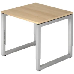REGO 8 S | Schreibtisch 80 x 80 höhenverstellbar Eiche/Silber