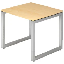 REGO 8 S | Schreibtisch 80 x 80 höhenverstellbar Ahorn/Silber