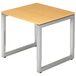 REGO 8 S | Schreibtisch 80 x 80 höhenverstellbar Buche/Silber
