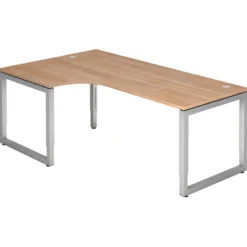 REGO 82 S | Schreibtisch 200 x 120 höhenverstellbar Nussbaum/Silber