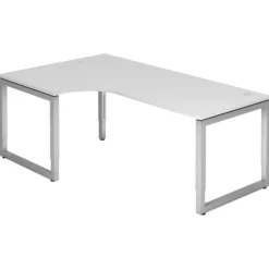 REGO 82 S | Schreibtisch 200 x 120 höhenverstellbar Weiß/Silber