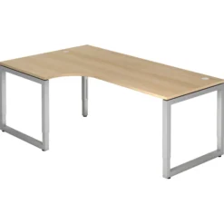 REGO 82 S | Schreibtisch 200 x 120 höhenverstellbar Eiche/Silber