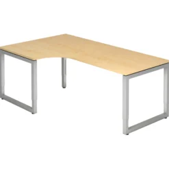 REGO 82 S | Schreibtisch 200 x 120 höhenverstellbar Ahorn/Silber