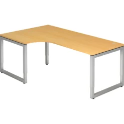 REGO 82 S | Schreibtisch 200 x 120 höhenverstellbar Buche/Silber