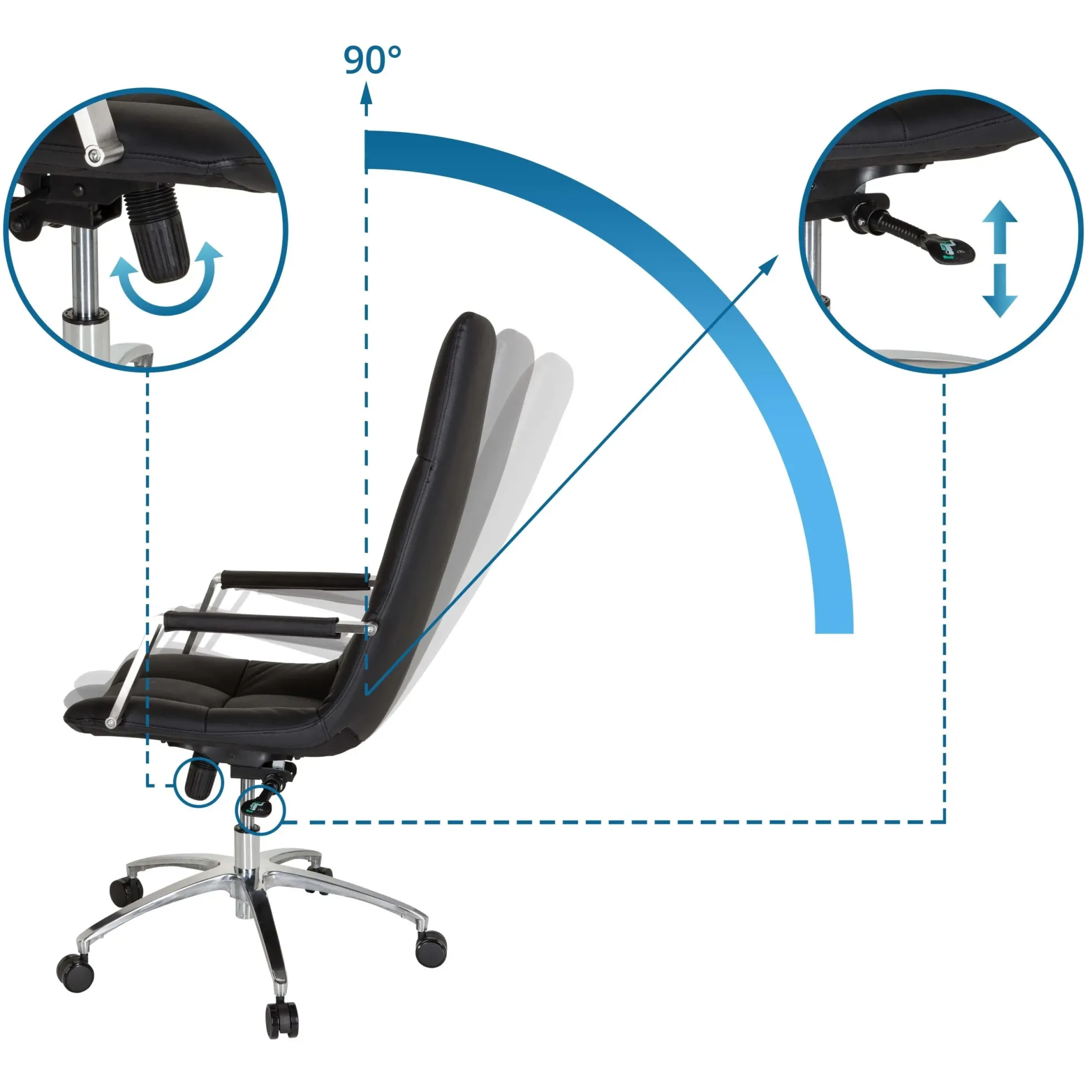 SARANTO PRO | Leder - Home Office Chefsessel Schwarz