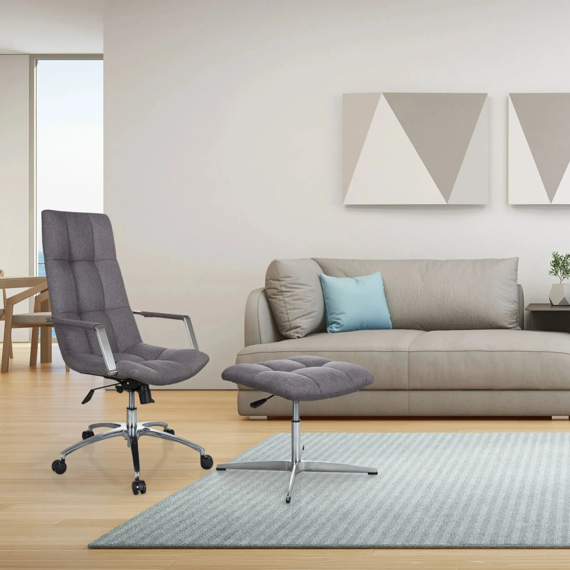 SARANTO | Stoff - Polsterhocker Grau