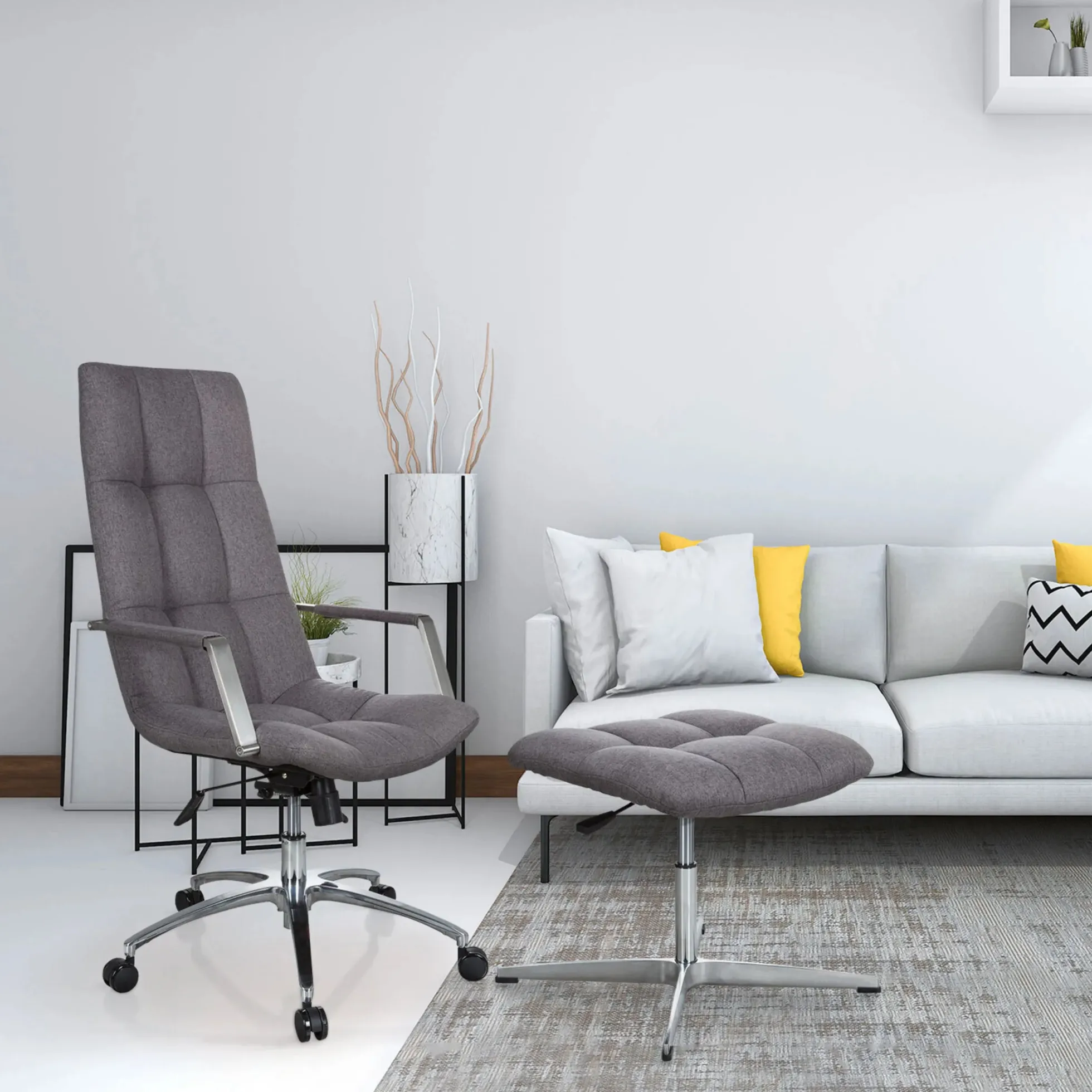 SARANTO | Stoff - Polsterhocker Grau