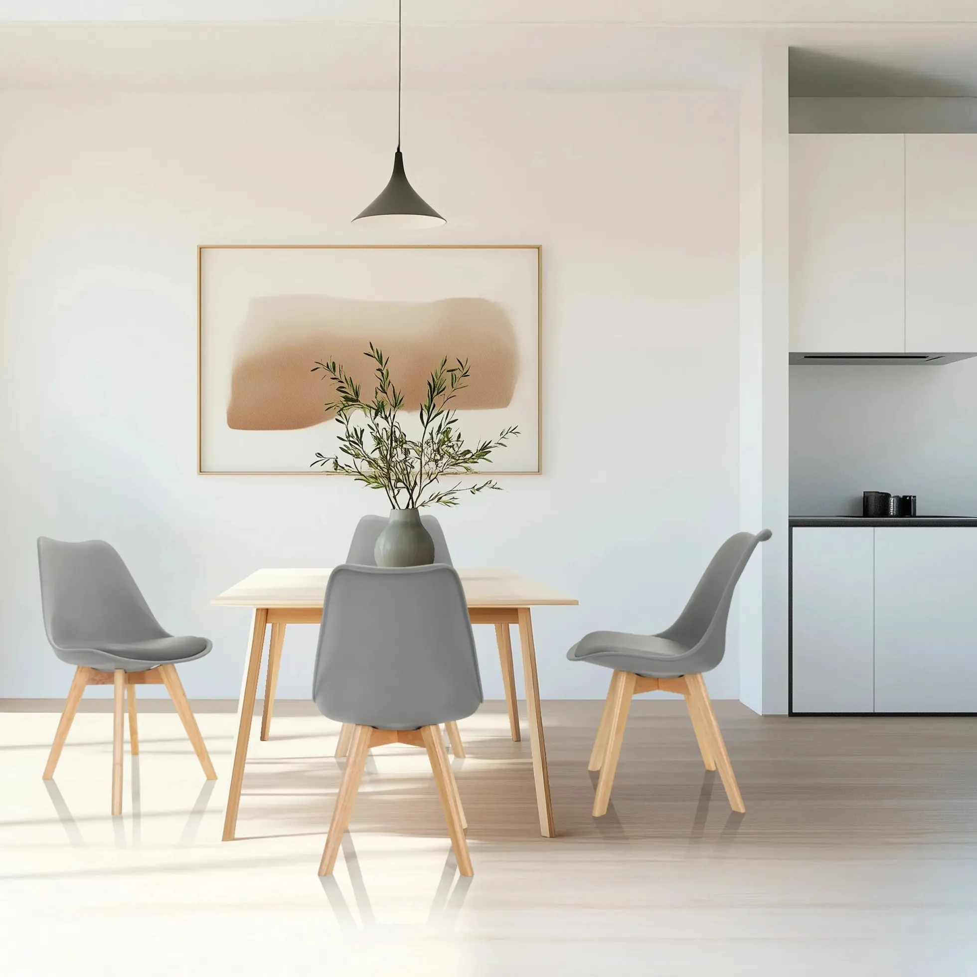 SCANDI 4 | 4er Pack - Schalenstuhl Grau
