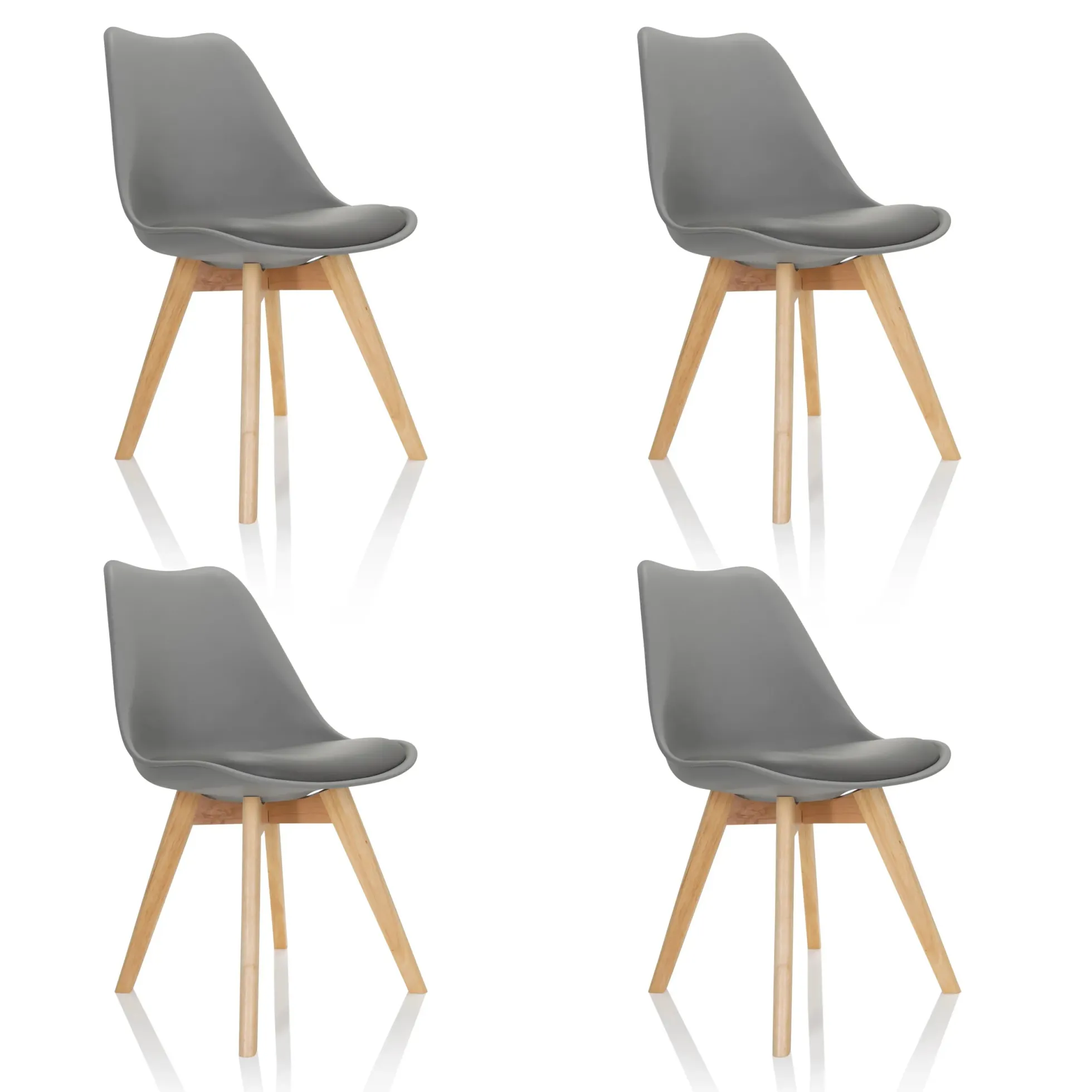 SCANDI 4 | 4er Pack - Schalenstuhl Grau
