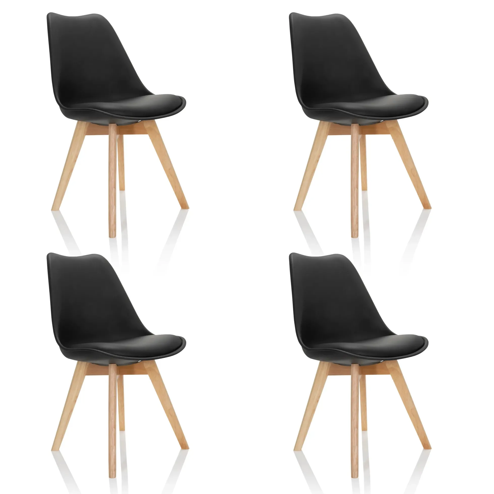 SCANDI 4 | 4er Pack - Schalenstuhl Schwarz