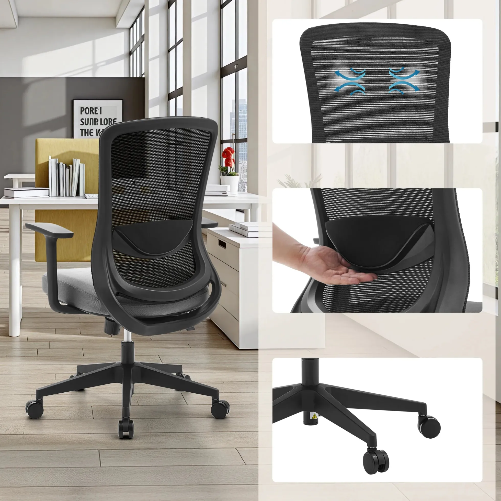 Sedito - Home Office Bürostuhl Schwarz/Grau