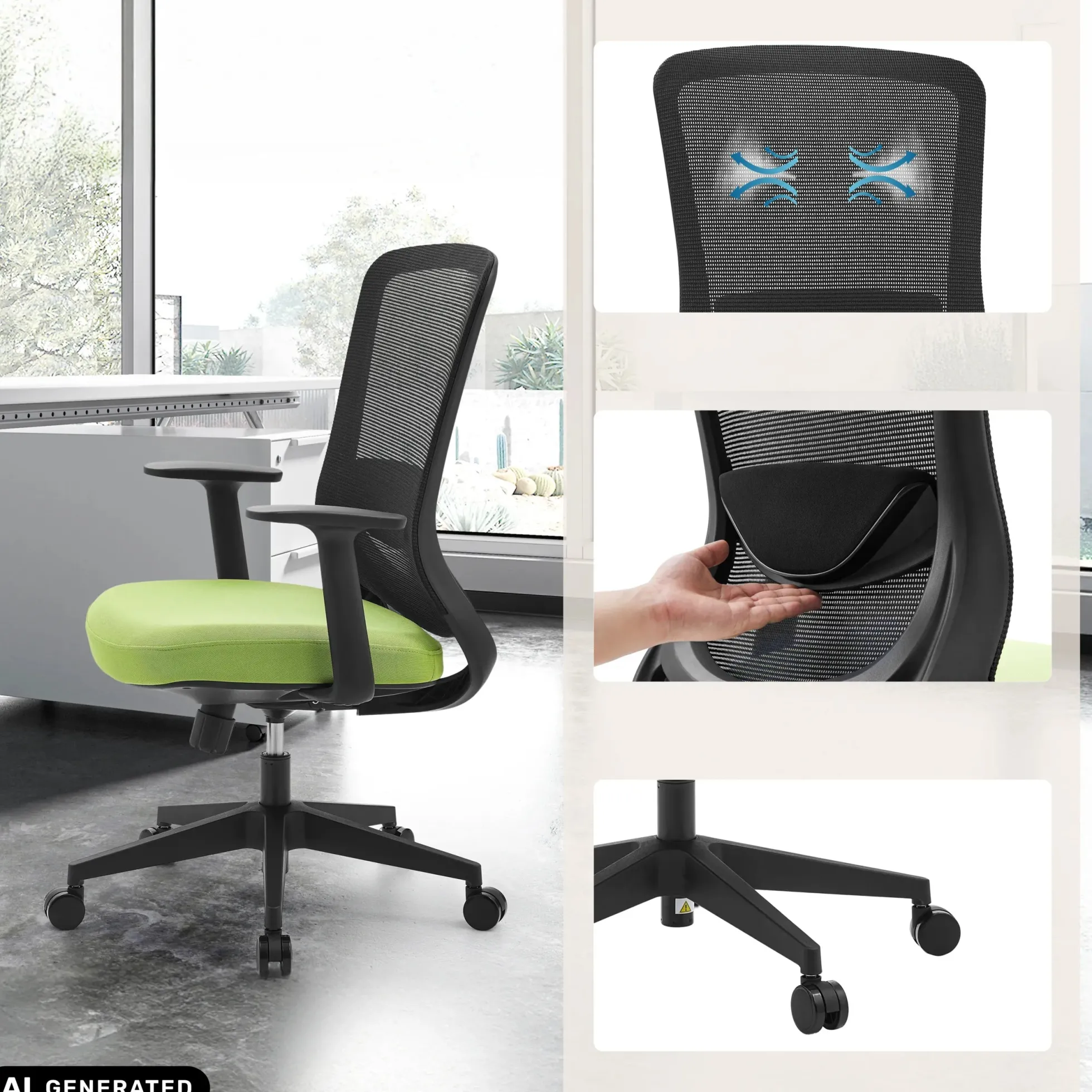 Sedito - Home Office Bürostuhl Schwarz/Grün