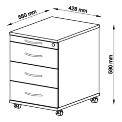 SIGNA AC30 - Rollcontainer Bügelgriff Metall Nussbaum