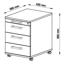 SIGNA AC30 - Rollcontainer Chromgriff Metall Eiche