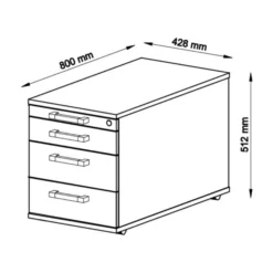 SIGNA TC30 - Rollcontainer Chromgriff Metall Grau