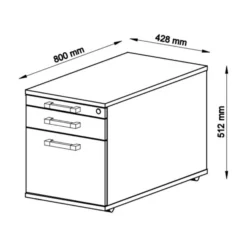 SIGNA TC20 - Rollcontainer Chromgriff Metall Eiche