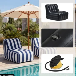 Sitzolo Air - Luftsofa Blau/Weiß