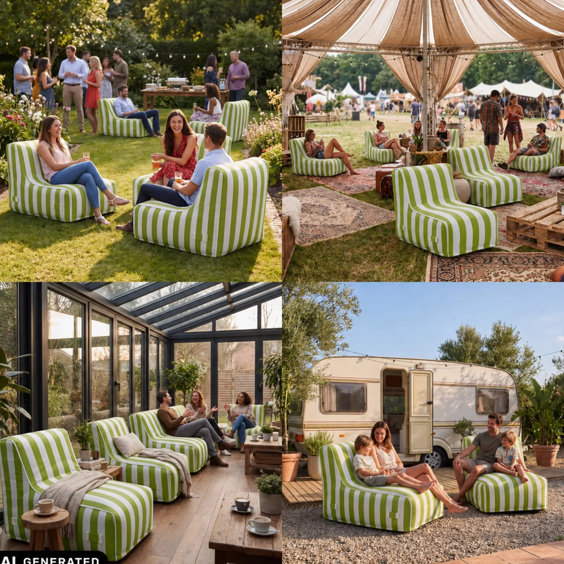 Sitzolo Air - Luftsofa Grün/Weiß