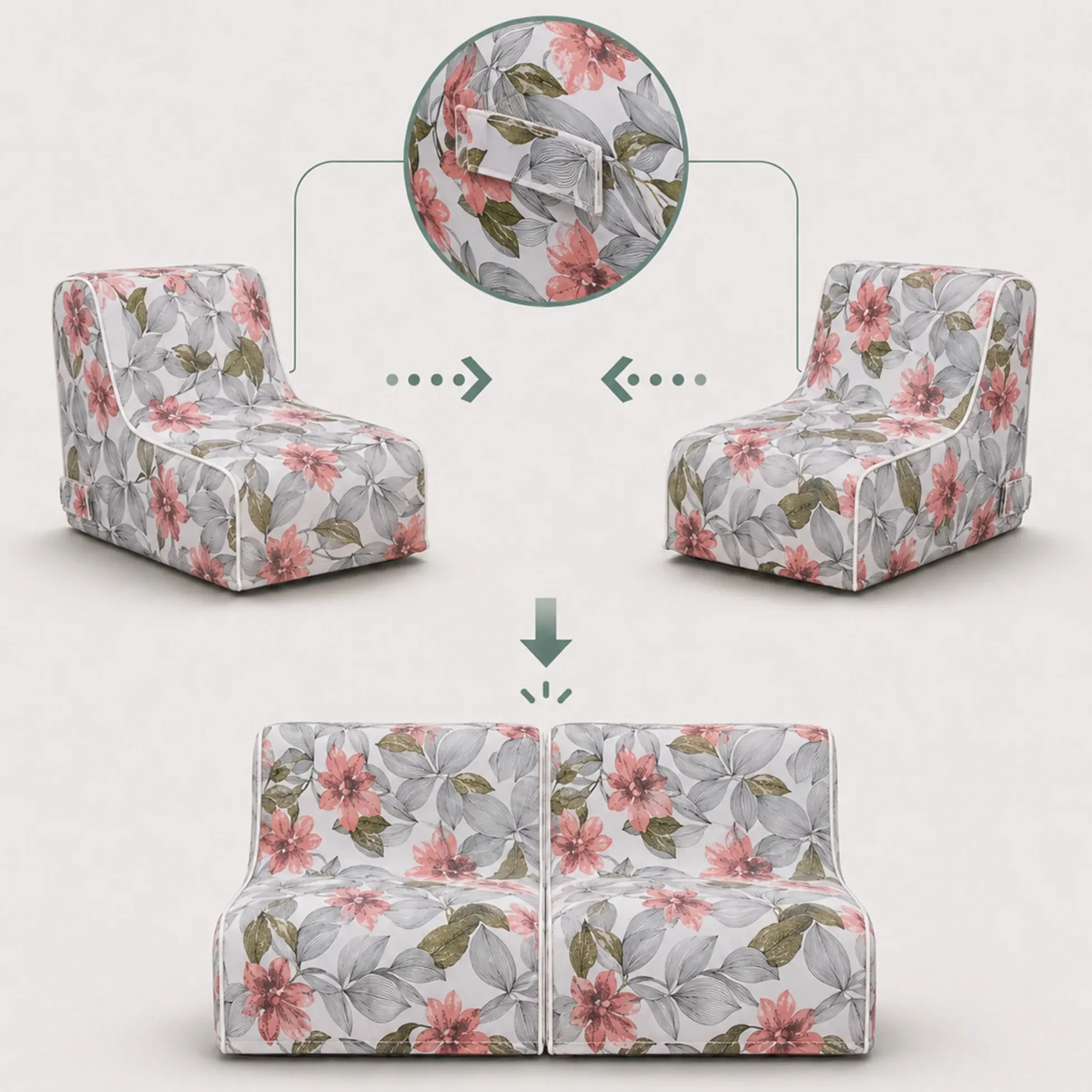 Sitzolo Air - Luftsofa Weiß/Grau/Rosa