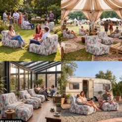 Sitzolo Air - Luftsofa Weiß/Grau/Rosa