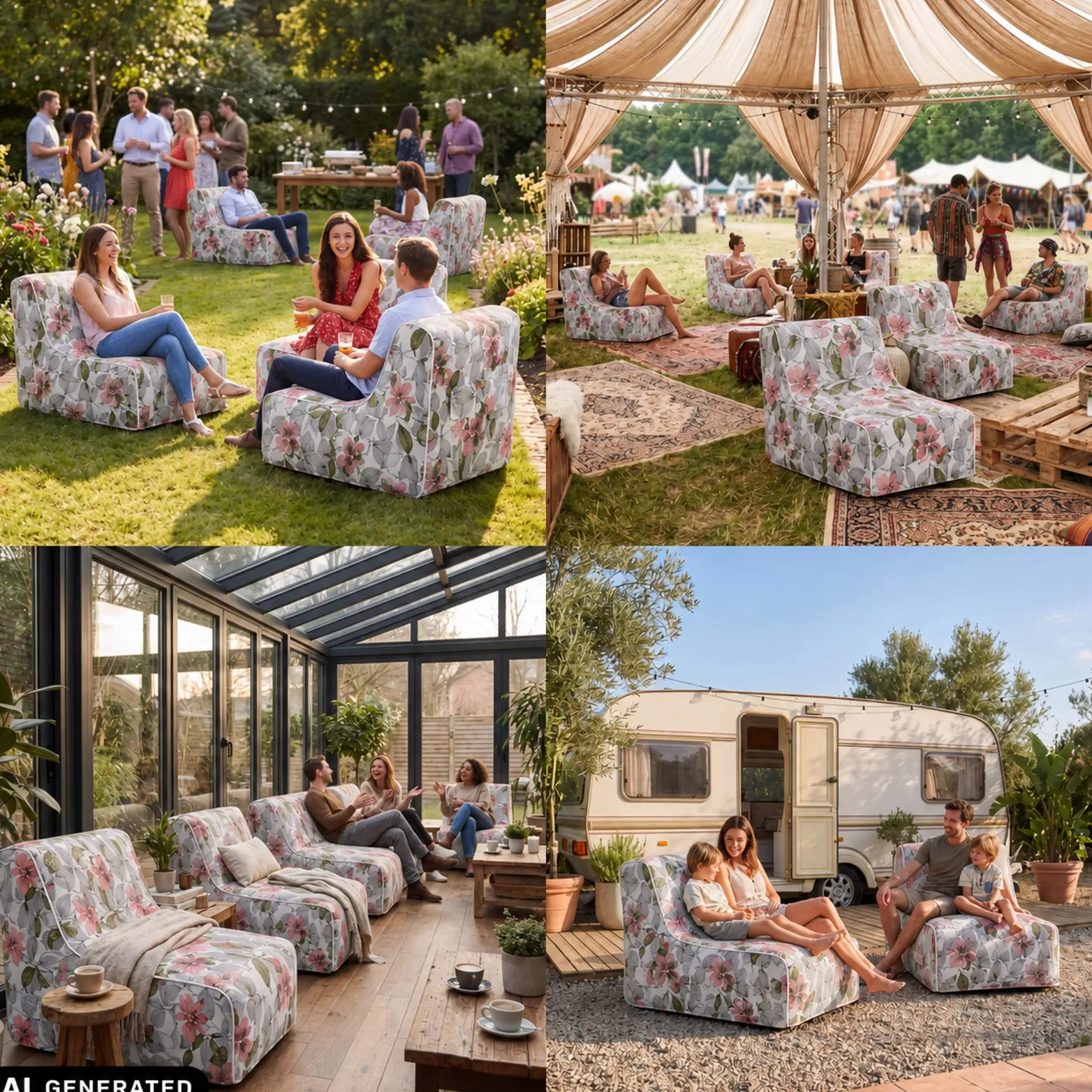 Sitzolo Air - Luftsofa Weiß/Grau/Rosa