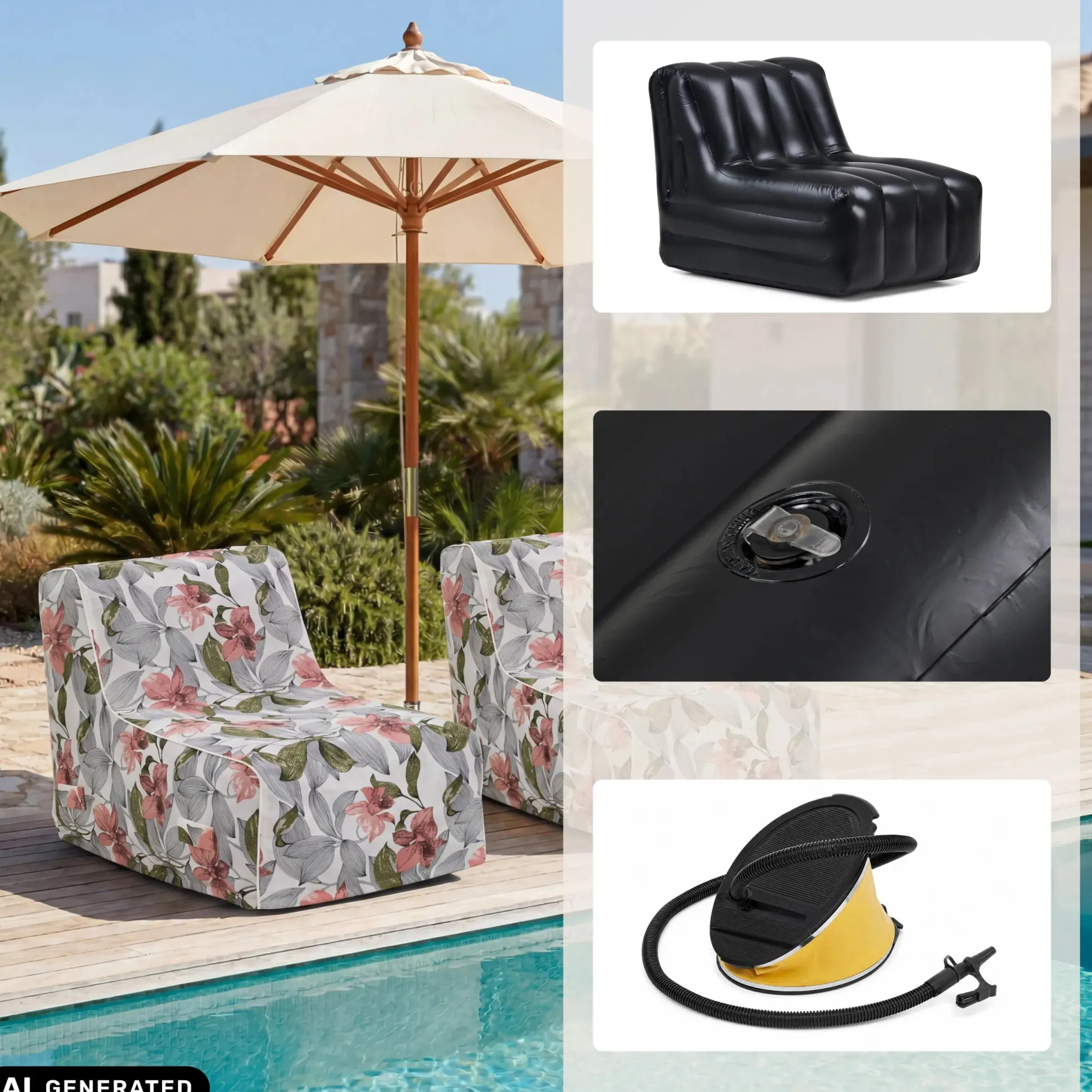 Sitzolo Air - Luftsofa Weiß/Grau/Rosa