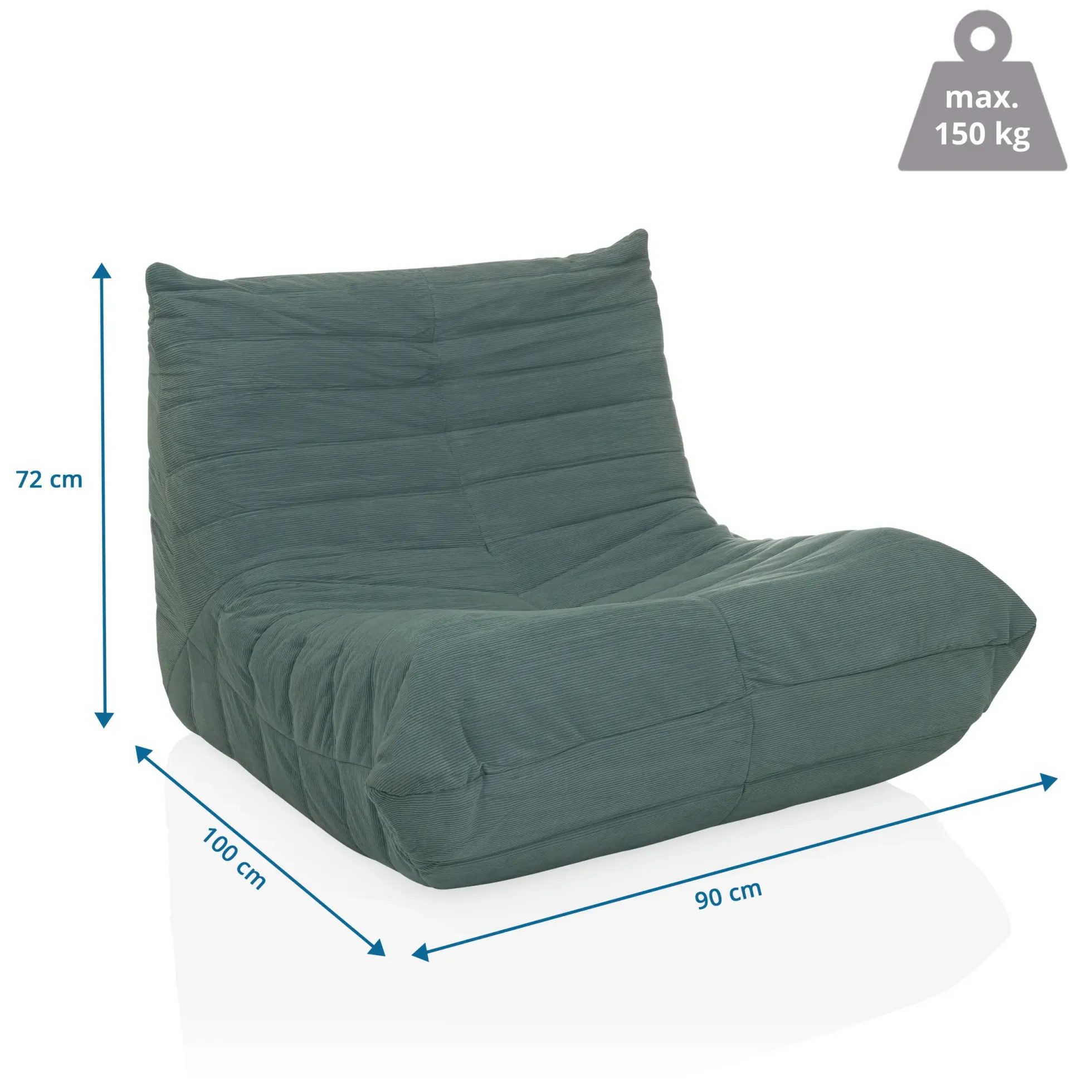 Sitzolo | Stoff - Loungesessel Taubenblau