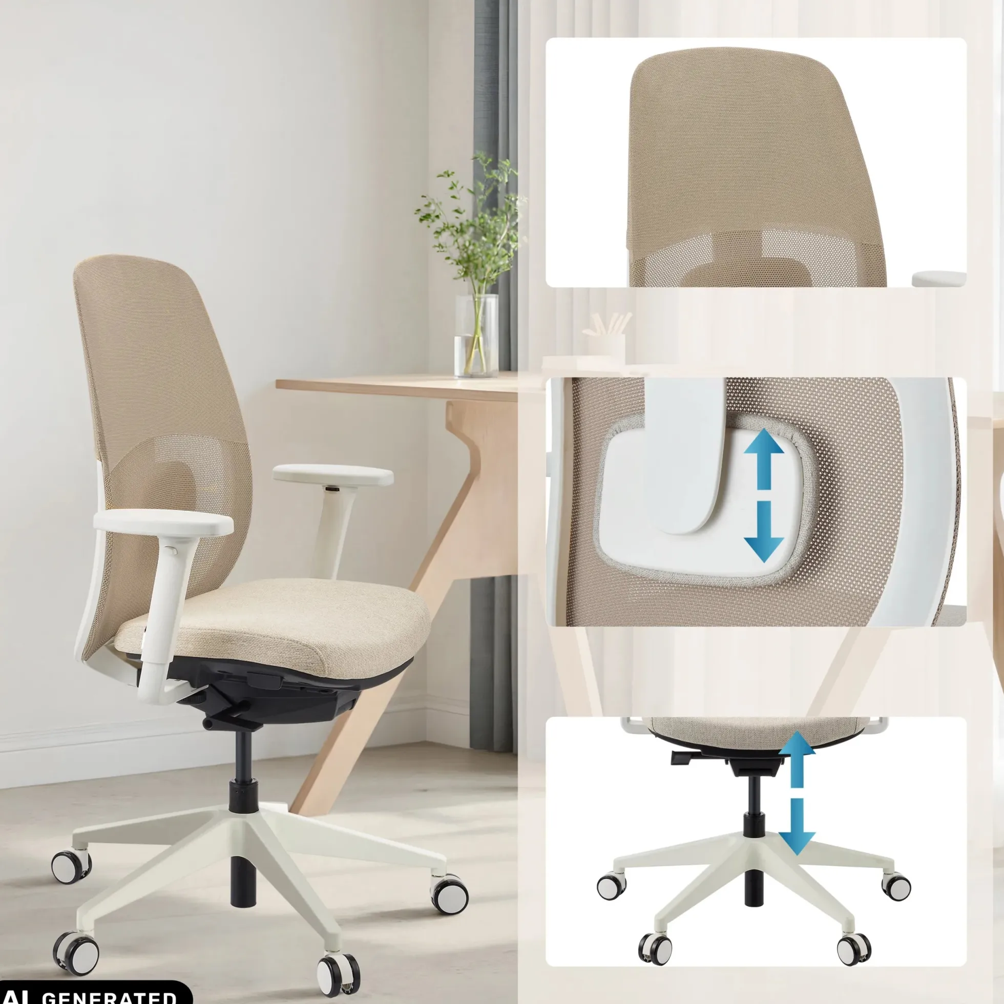Skandis | ohne Kopfstütze - Profi Bürostuhl Weiß Beige
