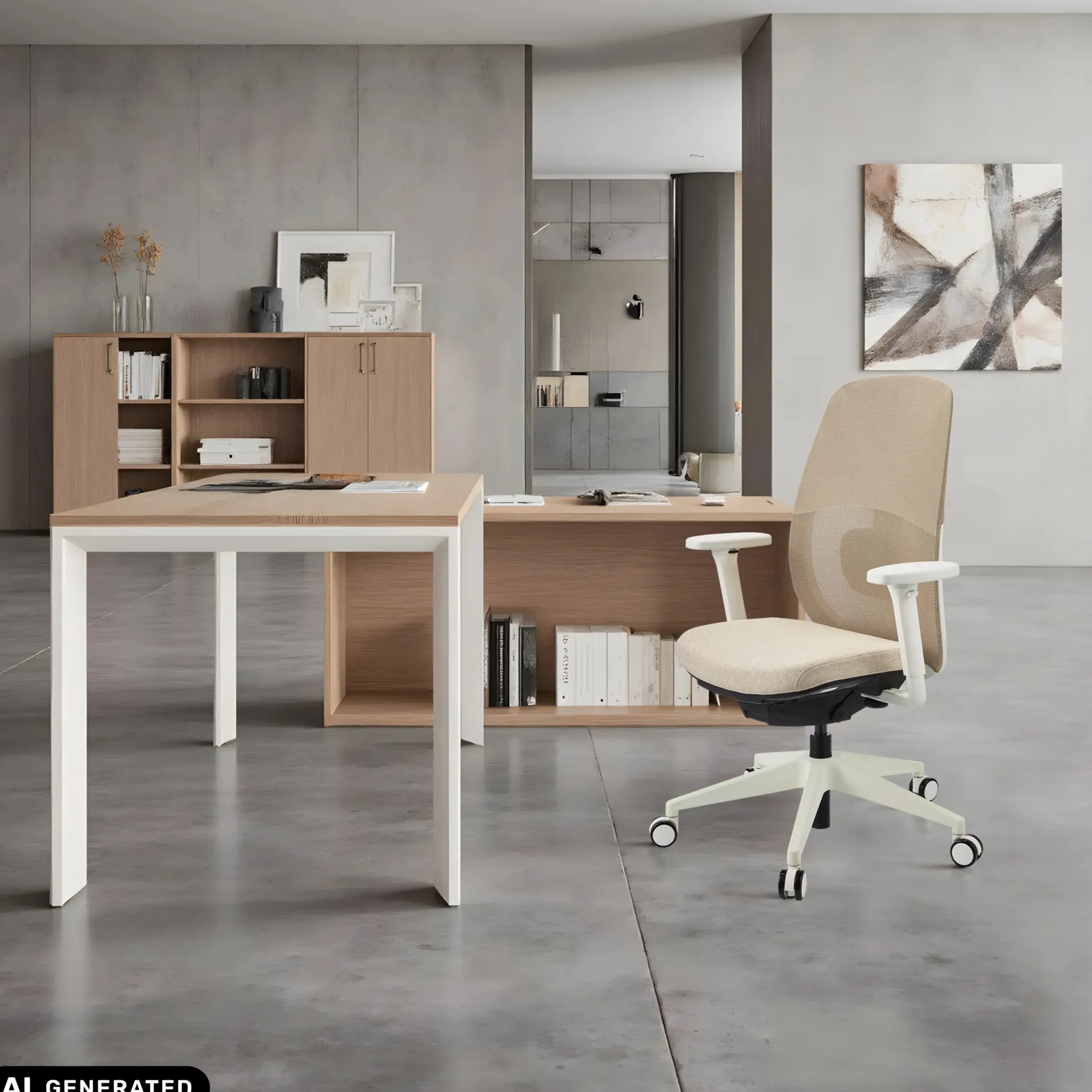 Skandis | ohne Kopfstütze - Profi Bürostuhl Weiß Beige