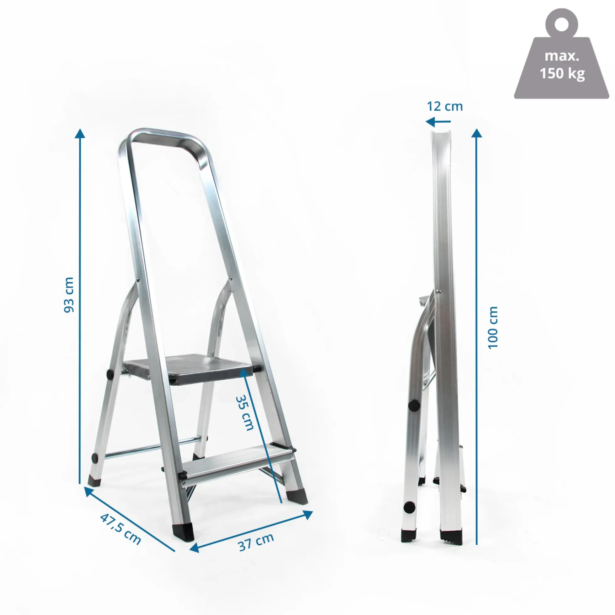 SOLID I | 2 Stufen - Klappleiter Aluminium