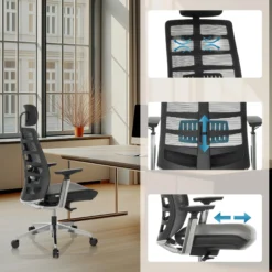 SPINIO ELITE L | Leder/Netz - High End Bürostuhl Schwarz