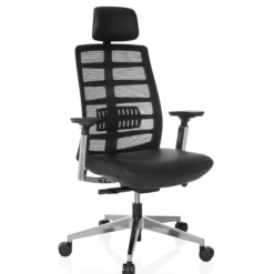 SPINIO ELITE L | Leder/Netz - High End Bürostuhl Schwarz