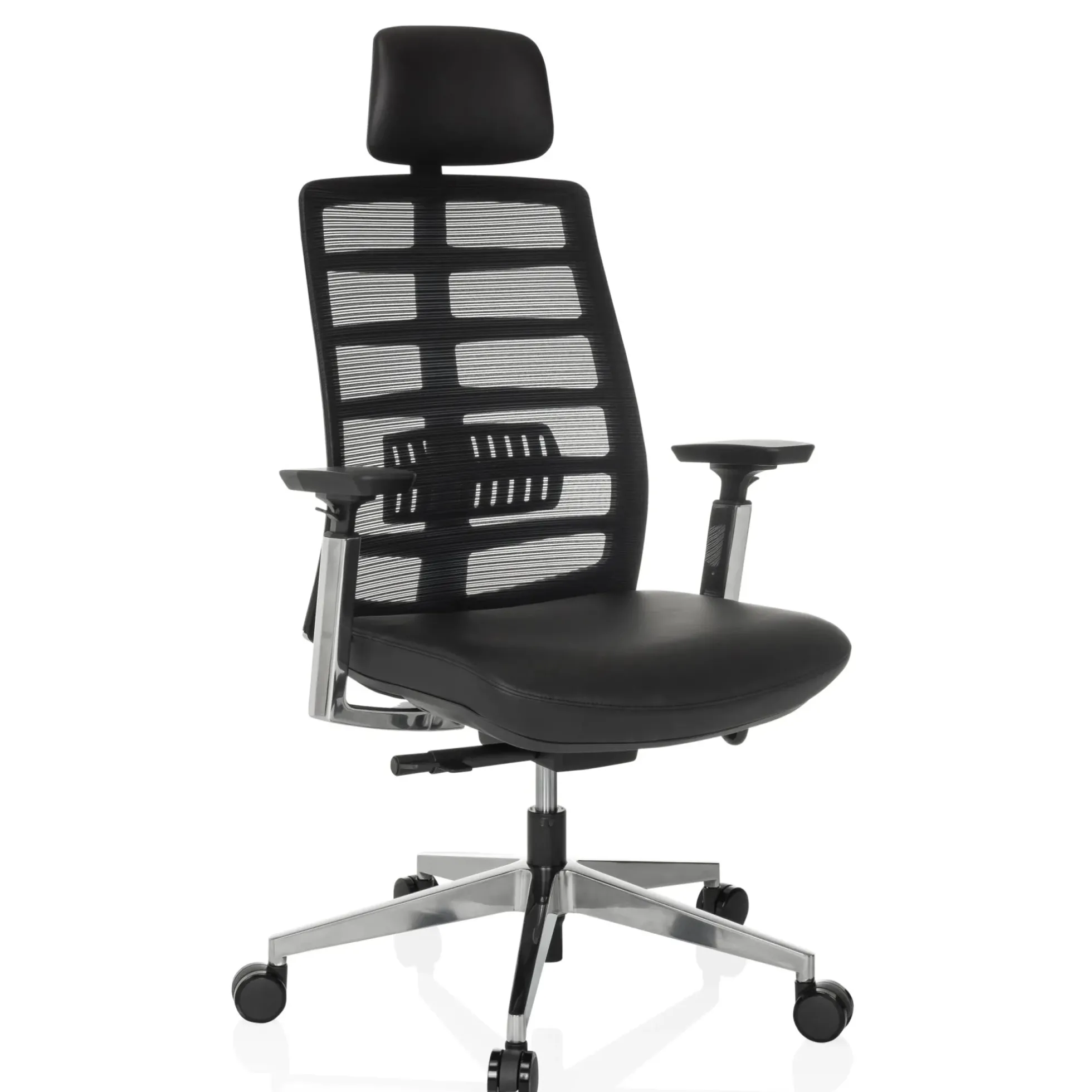 SPINIO ELITE L | Leder/Netz - High End Bürostuhl Schwarz