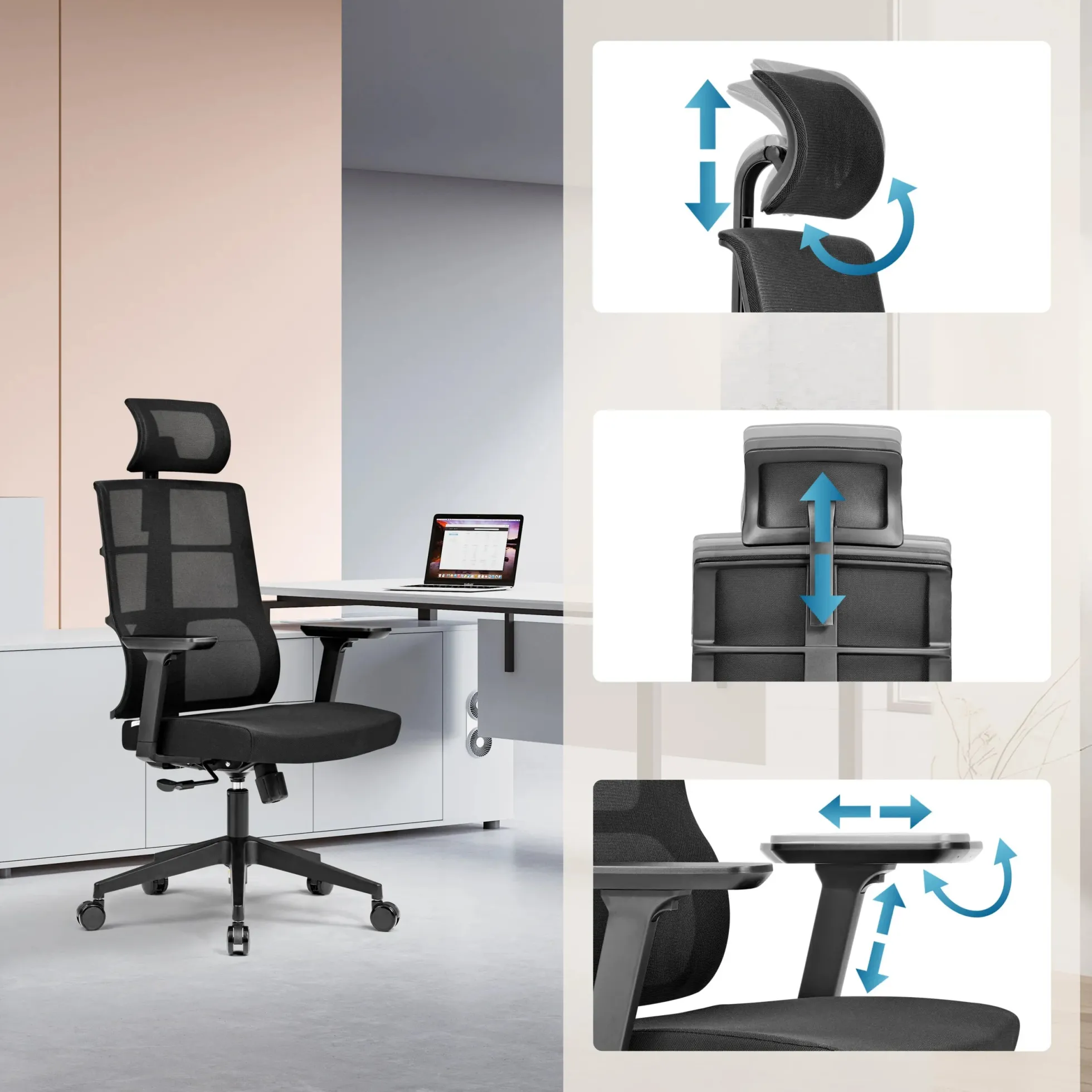 SPINIO PRO - Profi Bürostuhl Schwarz