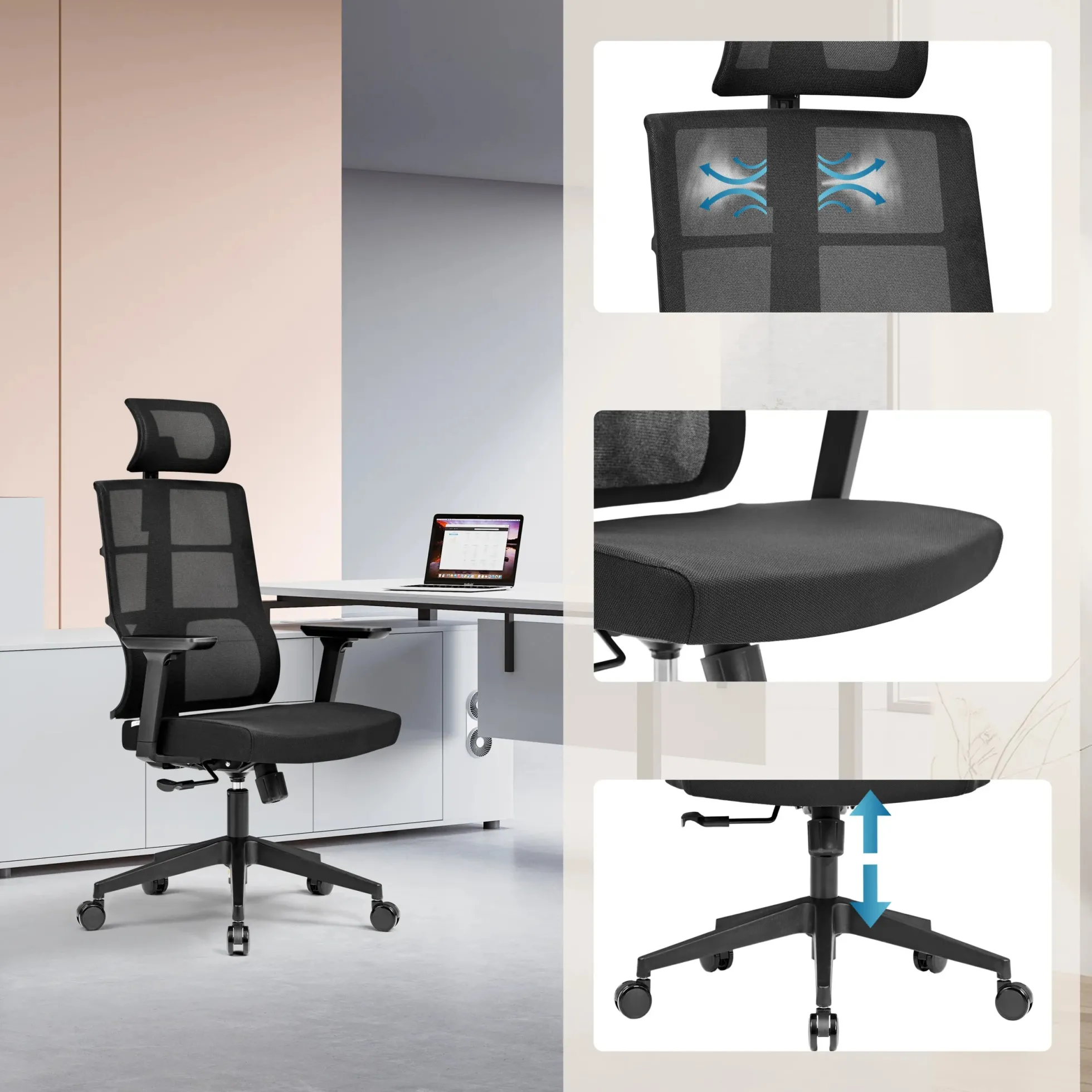 SPINIO PRO - Profi Bürostuhl Schwarz