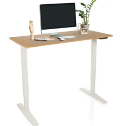 STAND BASIC - Elektrisch höhenverstellbarer Schreibtisch 120 x 60 Weiß/Eiche