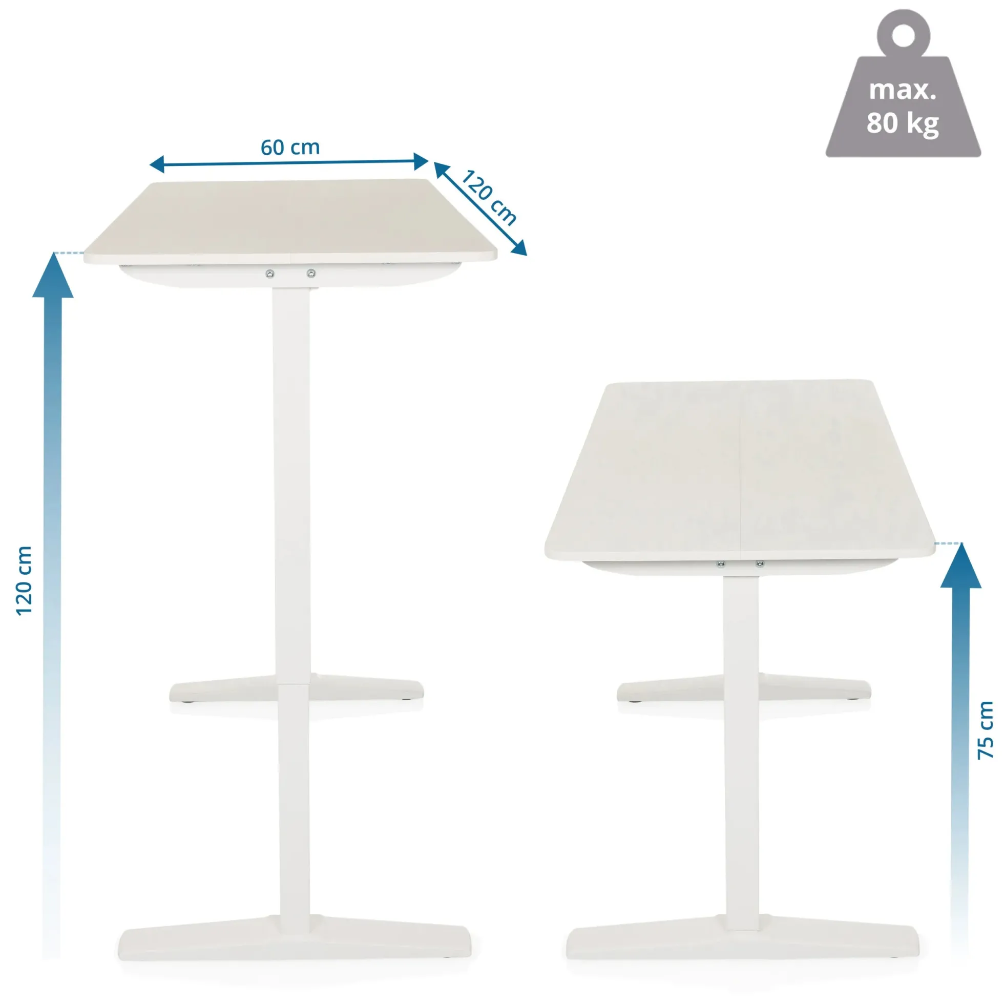 STAND BASIC - Elektrisch höhenverstellbarer Schreibtisch 120 x 60 Weiß