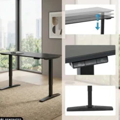 STAND CARBON - Elektrisch höhenverstellbarer Schreibtisch 120 x 60 Schwarz