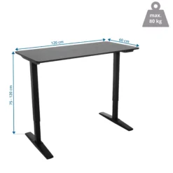 STAND CARBON - Elektrisch höhenverstellbarer Schreibtisch 120 x 60 Schwarz