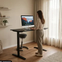 STAND CARBON - Elektrisch höhenverstellbarer Schreibtisch 120 x 60 Schwarz