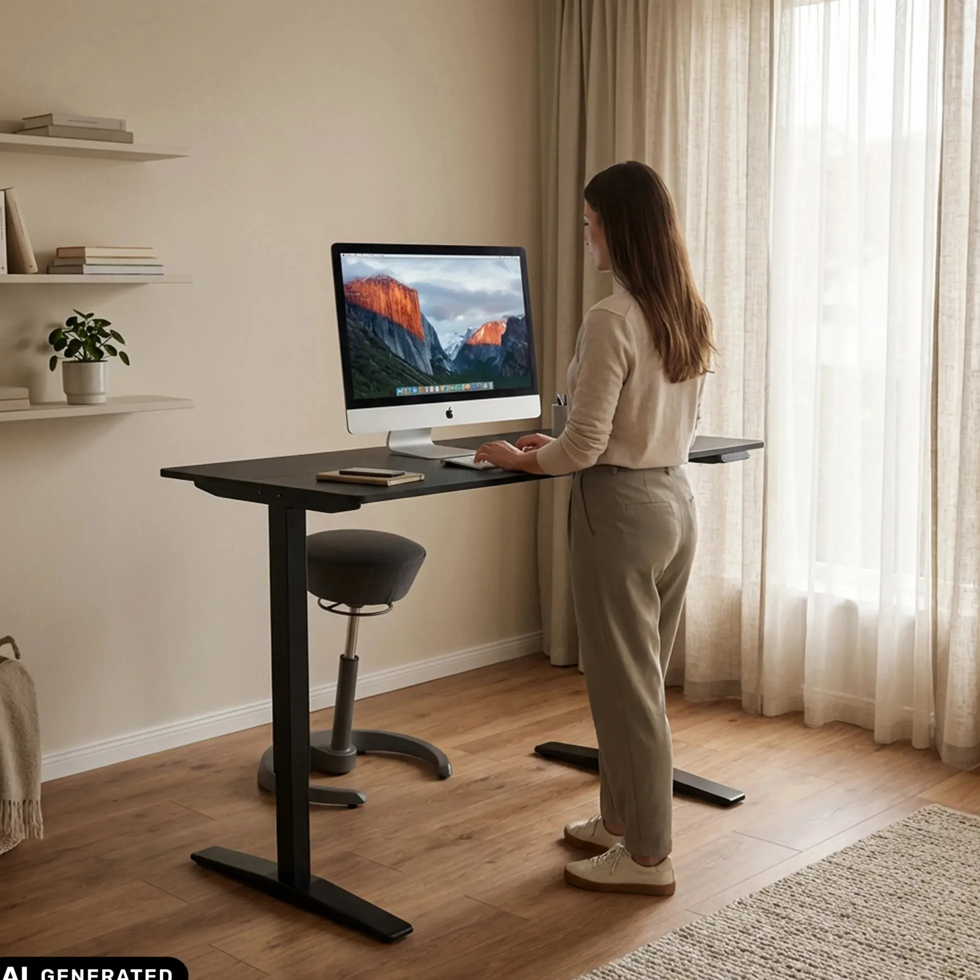 STAND CARBON - Elektrisch höhenverstellbarer Schreibtisch 120 x 60 Schwarz