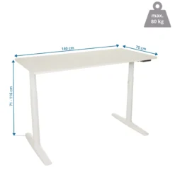 STAND PRO - Elektrisch höhenverstellbarer Schreibtisch 140 x 70 Weiß