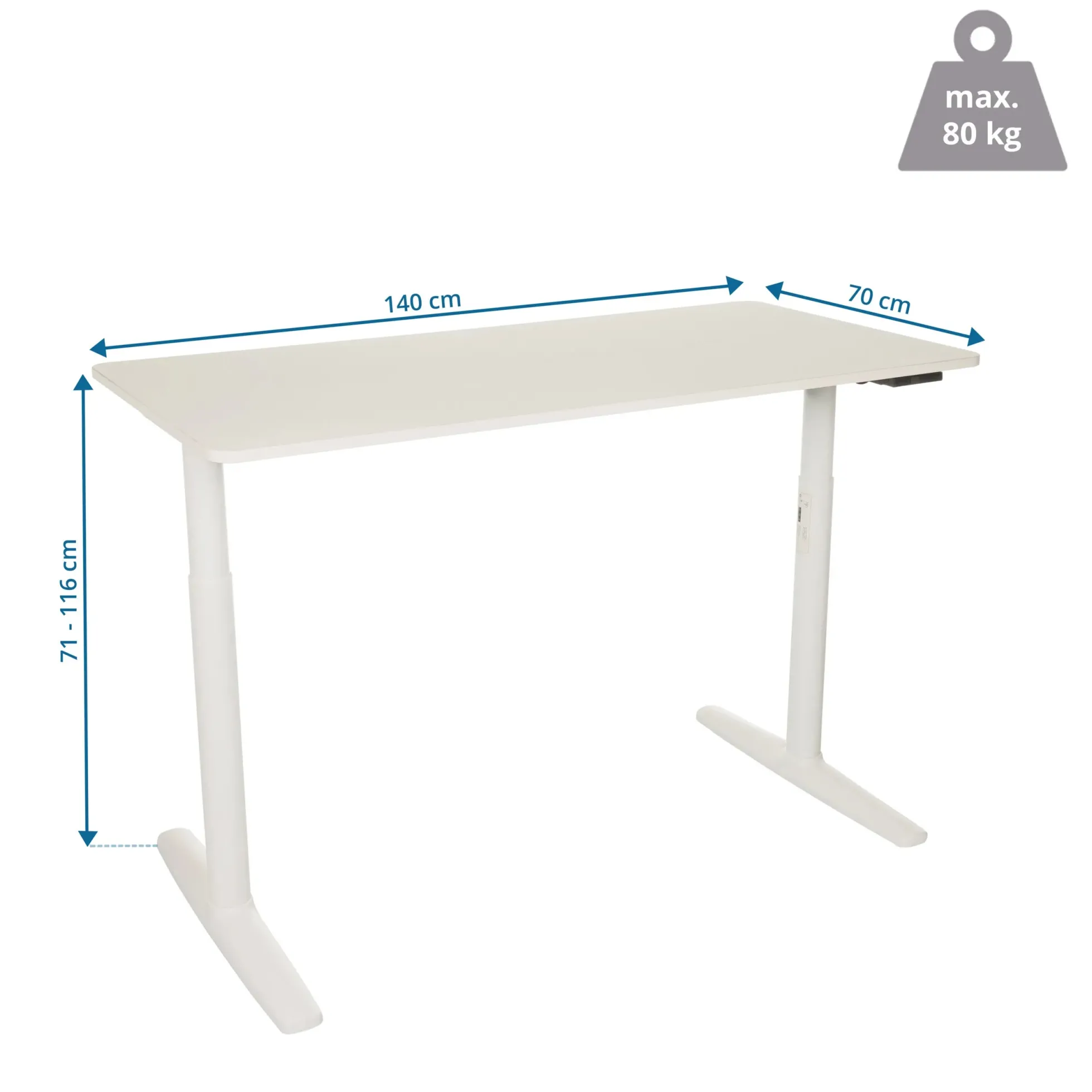STAND PRO - Elektrisch höhenverstellbarer Schreibtisch 140 x 70 Weiß